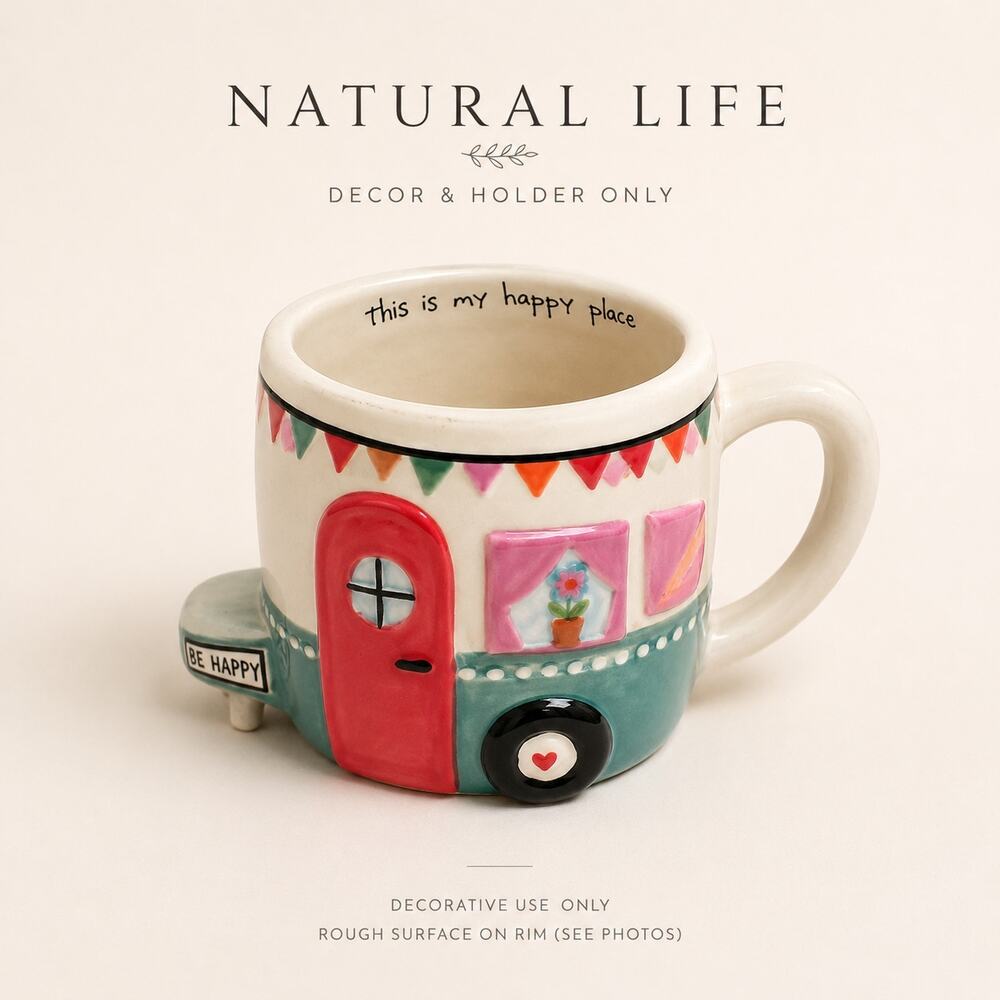 Natural Life Camper Mug Holder Decorative Ceramic Trailer Cottage Decor